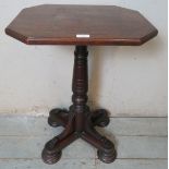 A 19th century mahogany octagonal pedestal occasional table, on turned tapered column with