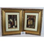 A pair of wine and whisky related prints in good quality gilt frames, glazed and mounted. 46cm x