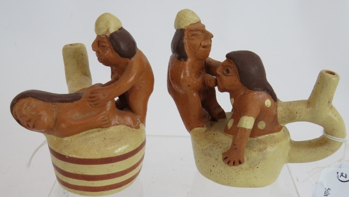 Two South American Erotic Pottery vessels in the Pre-Columbian taste, but later, each vessel