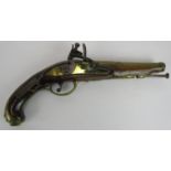 An 18th century flintlock pistol with leopards head butt cap. Length 31cm. Condition report: