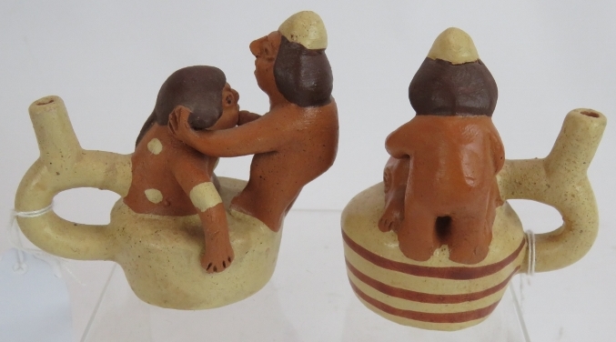 Two South American Erotic Pottery vessels in the Pre-Columbian taste, but later, each vessel - Image 2 of 3