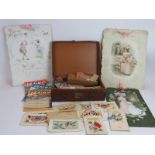 Three antique die cut calendars for 1898, 1902 and 1903, a quantity of WWI silk postcards and a