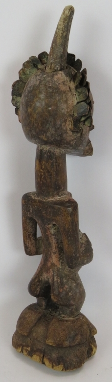 A 19th Century carved African Songye power figure, Democratic Republic of Congo. Carved wood with - Image 4 of 6