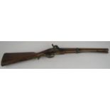 An 1833 model percussion carbine rifle stamped JW Saui 1833. Length 80cm. Condition report: Age