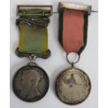 An 1854 Crimea medal with ribbon & Sebastopol clasp and a Turkish Crimea medal 1855 with ribbon &