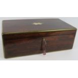 A 19th Century brass bound rosewood writing slope with working Bramah lock, flush handles and