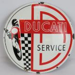 A vintage style Ducati motorbike enamel sign. Diameter 30cm Condition report: Enamel chipped to