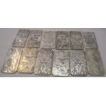 A collection of 12 Chinese white metal trade tokens, 6 of which have the Chinese Zodiac signs. Marks