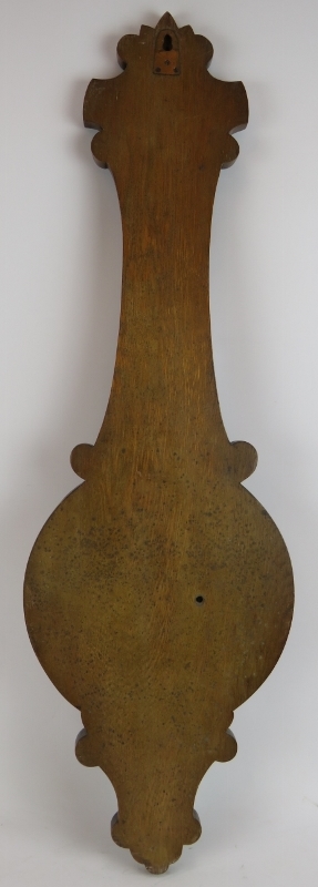 An Edwardian carved oak cased wheel barometer by Aitcheson & Co, London and Leeds. Height 90cm. - Image 3 of 3