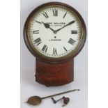 A Victorian drop dial wall clock in oak case by John Walker, South Molton Street, London. Dial 31cm.
