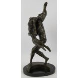 A bronze figure of two ballet dancers on a black marble base, unsigned. Height 60cm. Condition