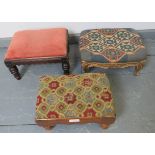 A trio of 19th century footstools, in the Italian, Aesthetic and Victorian styles respectively.