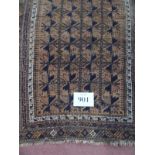 A late 19th Century to early 20th Century Persian rug, 140cm x 100cm. Condition report: Some repairs