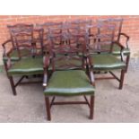 A set of 8 19th century style mahogany carver chairs, with acanthus carved and pierced backrests,