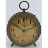 A WWII era FMS Mauthe alarm clock. Height 18cm. Condition report: Winds and ticks.