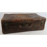A good quality vintage crocodile skin suitcase with full pigskin lining, internal straps and brass