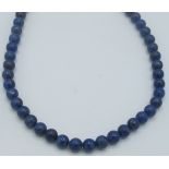 Lapis Lazuli 18" bead necklace, lobster clasp. Condition report: Good condition.