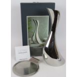 A stainless steel Georg Jensen Cobra collection pitcher/carafe with box plus a similar brushed