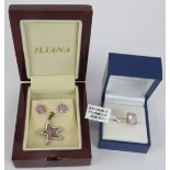 A 9ct yellow gold star shaped pendant set with pink sapphires & diamonds with Authenticity