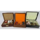 Three jewellery boxes full of mainly vintage jewellery to include two 9ct gold signet rings and a