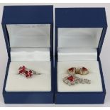 A 9ct white gold pedant set with centre Tanzanian ruby & white sapphires, a pair of 9ct yellow