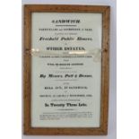 An oak framed Particulars of Sale document dated 1825 and relating to the Two Brewers pub in
