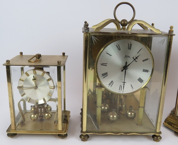 Three West German Kundo 400 day clocks plus a similar Koma clock. Tallest 28cm. (4). Condition - Image 2 of 4
