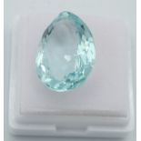 Light aqua blue, natural African aquamarine, 18.5mm x 13mm pearl faceted. Good cut and clarity,