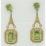 Period earrings, post back, bezel set octagon & round prong set faceted stones. 35mm drop approx,