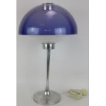 A classic Italian designer mid century atomic mushroom table lamp with violet Perspex shade and