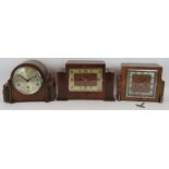 Three Art Deco striking mantel clocks c1930s, two with chiming movements. All have pendulums, only