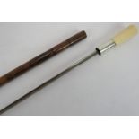 A very fine ivory topped walking cane sword stick by Brigg of London. Ivory handle with hallmarked