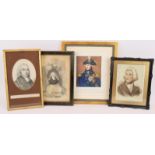 Four antique Nelson related portraits, two of Nelson himself, one of his father and one of Admiral