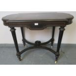 A 19th century Aesthetic period ebonised console table, strung with satinwood and featuring