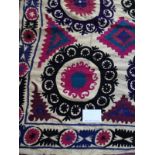 Uzbek Suzani embroidered and decorative tribal textile made in central Asian countries. 185x1.80.