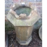A nicely weathered late 19th/ early 20th century octagonal terracotta chimney pot/planter with
