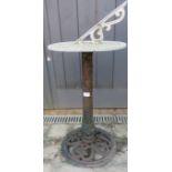 A vintage cast aluminium sundial on tapering cast iron stand on a latticework pedestal base (a/f).
