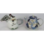 A Staffordshire china novelty tea pot in the form of a horse and jockey, plus a Wedgwood Ralph