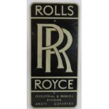 A Rolls Royce Industrial and Marine Division metal and enamelled sign, removed from a London based