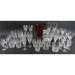24 pieces of Webb crystal drinking ware including wine glasses and tumblers, plus 6 other flutes,