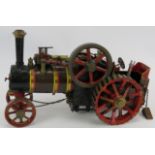 A scratch made live steam 3/4" scale model of a Burrell steam tractor traction engine, length: 38cm,