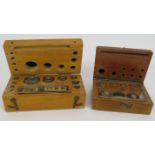 Two vintage sets of metric scale weights, both cased in fitted wooden boxes (2). Condition report: