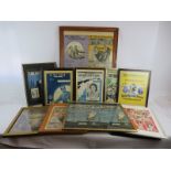 A large collection of mainly framed 1930's and 1940's sheet music covers including Flanagan & Allan,