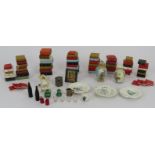A quantity of mainly antique dolls house accessories including plates, vases, jugs, glasses etc.