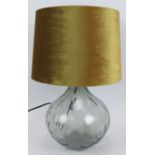 A brand new John Lewis Vivienne lamp with smoked glass base and gold velvet shade. Overall height