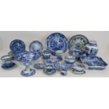 A quantity of Spode Italian pattern china including a covered jar, plates, bowls, dishes, teapot