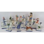 Fifteen Rye Pottery figurines based on Chaucer's Canterbury tales. Tallest 31cm. (15). Condition