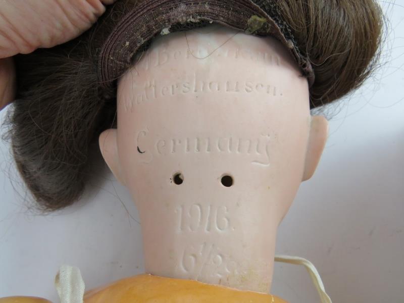 Two antique German Bisque headed dolls by C.M. Bergmann both marked, one missing hair. Both 60cm. ( - Image 6 of 6