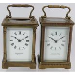 Two brass cased 8 day carriage clocks, one by Hamilton & Inches, Edinburgh and one by Bruford &