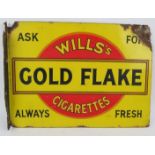 An early 20th century Will's Gold Flake Cigarettes enamel sign. Double sided. 42cm x 31cm. Condition